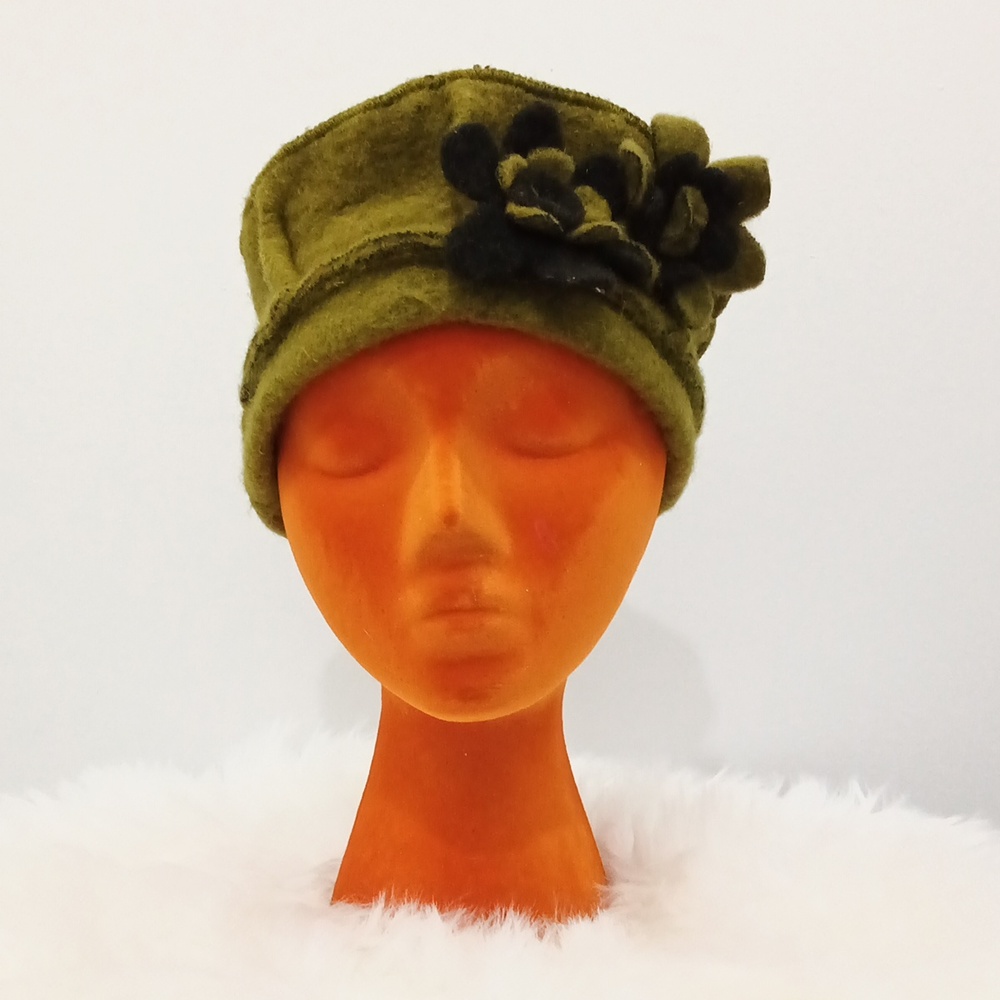 Super cute felted wool green tones hat
